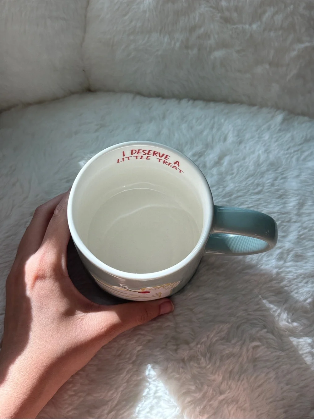 15 fl oz I Deserve A Little Treat Mug coffee cup mint teal cake cute sweet